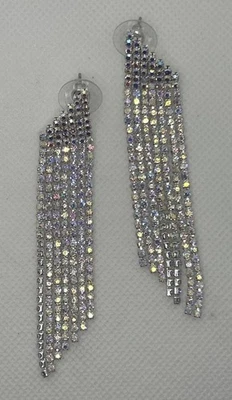 Swarovski Chandler Earrings Rhodium Plated Rainbow Crystals - Image 1 of 4