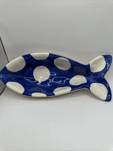 Mud Pie Keramik gepunktet Fisch Tablett 7" - Bild 1 von 5