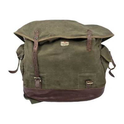 Vintage Abercrombie & Fitch Canvas Rucksack Pack Green Leather Bottom New York - Image 1 of 4