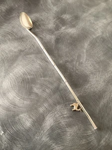 SOLID SILVER COCKTAIL STIRRING/STRAW SPOON CIRCA 1950 - Picture 1 of 9