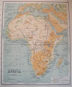 Mapa físico antiguo de África c1897 - Imagen 1 de 4