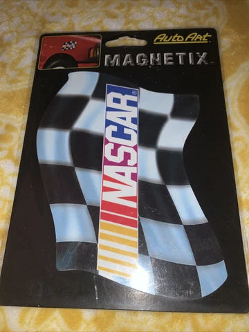 NASCAR Auto Art Magnetix Checkered Flag Magnet reusable NEW mip 5”x4” free ship Cover