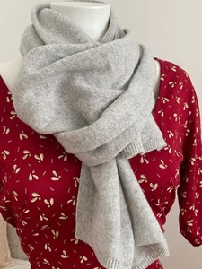 Cashmere made italy Schal asymmetrisch Scarf hellgrau meliert Wolle Kaschmir Neu - Bild 1 von 3