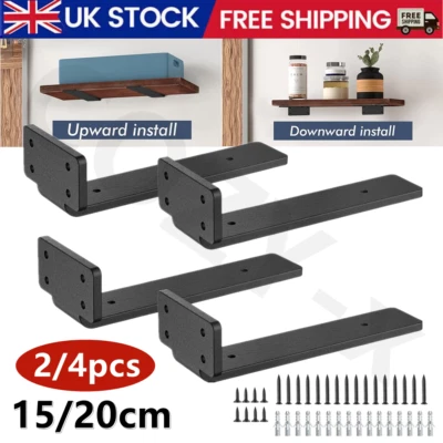 2/4x Floating Shelf Brackets 15/20CM Heavy Duty Metal for Support Wall Hanging - Image 1 of 4