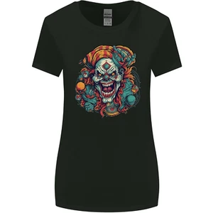 Horror Clown Halloween Satan Evil Skull Demon Womens Wider Cut T-Shirt - Picture 1 of 3