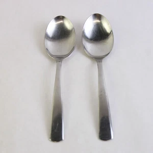 Lot of 2 Providence Simplicity Solid Serving Spoons, 8.25" Stainless Flatware - Bild 1 von 5