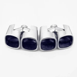 Pair Dual Wall Quad Square Out 2-1/8" Exhaust Tips 304 Stainless Steel Staggered - Picture 1 of 7