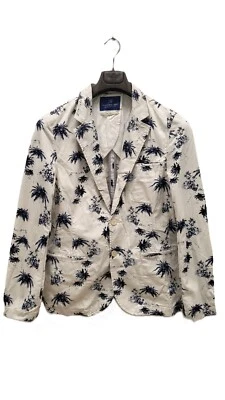 €190 SCOTCH&SODA talla L BLAZER TRAJE CHAQUETA FIESTA PALMERAS VERANO BLANCO ... - Imagen 1 de 4