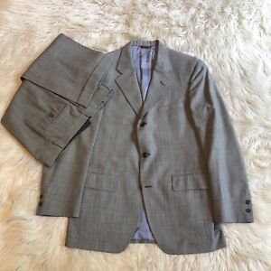 Vintage Jos. A. Bank Mens 40R Gray Glen Plaid Wool 2 Piece Suit W/ Pants 36x30