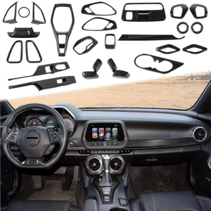 26PCS Interior Decoration Cover Trims Kit For Chevy Camaro 2017+ Carbon Fiber US - Foto 1 di 20