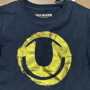 Camiseta True Religion para niños talla 6 azul marino dorado logotipo 100 % algodón nueva con etiquetas precio de venta sugerido por el fabricante 39 USD - Imagen 1 de 7