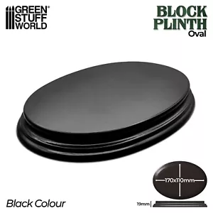 Oval Display Plinth 17x11 cm Black - mdf wood scenery figures exhibition - Picture 1 of 2