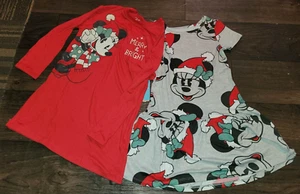 new disney LOT of 2 MINNIE MOUSE CHRISTMAS DRESSES sz S 6/6X merry & bright - Picture 1 of 3