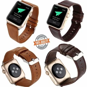 Genuine Leather Bracelet Strap Watch Band For Apple Watch 38mm 40mm 42mm 44mm - Picture 1 of 9