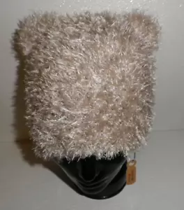 Mütze Beanie Mütze Erwachsene Größe Teddybär handgefertigt in USA pelzig hellbraun gehäkelt - Bild 1 von 3