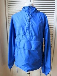 Pullover vintage LANDS' END uomo MEDIA giacca a vento con cappuccio mezza zip blu - Foto 1 di 4