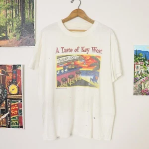 VTG 1990's Key West Graphic Art Tourist T-Shirt Men's Sz L Faded & Distressed - Picture 1 of 6