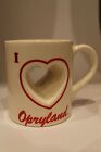 Opryland Heart Mug Cup Kitschy Love Tennessee Opry Ceramic White Red Souvenir