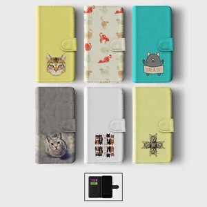 CASE FOR IPHONE 16 16E 15 14 12 SE PRO WALLET FLIP PHONE COVER CUTE CAT KITTEN - Picture 1 of 8