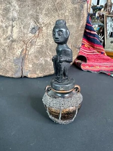 Old Borneo Batak Porcelain Jar with Carved Ebony Stopper …beautiful collection - Picture 1 of 13