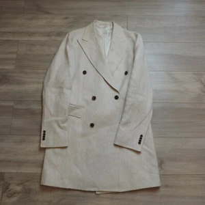 Men Suitsupply Bleecker Coat Overcoat 100% Pure Linen UK/US 40 EU 50 NWT Beige - Picture 1 of 10