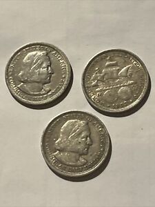 1893 columbian exposition half dollar Lot of three silver coins 