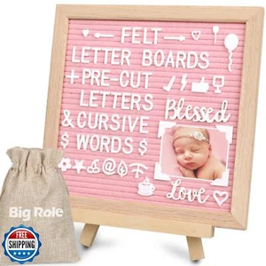 Rosa Filz Brieftafel 10x10 Zoll Wechselbrieftafel mit Buchstaben Weiß Pre - Bild 1 von 5