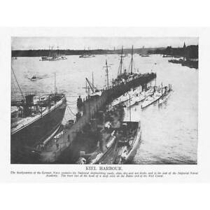 Port KIEL podczas I wojny światowej - antyczny nadruk 1918