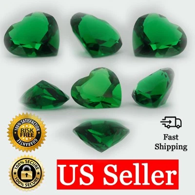 Piedra de circonita cúbica verde única con forma de corazón suelta piedra de nacimiento de mayo Foto 1 de 4