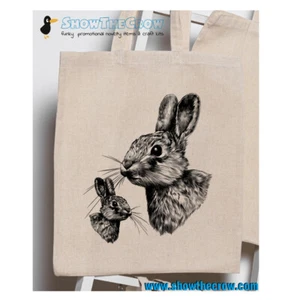 "Rabbit Bunny" Stunning Sketch 100% Premium Cotton Tote Gift Shoppers Bag - Picture 1 of 1