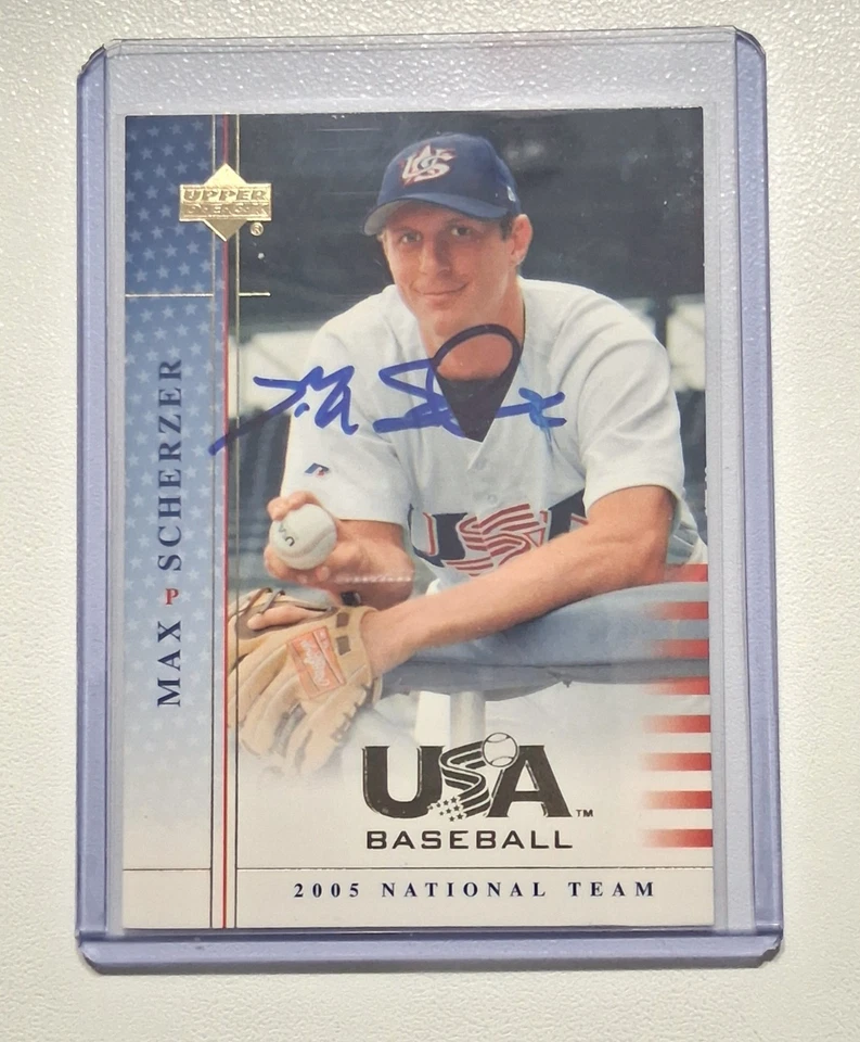 Tarjeta de béisbol firmada por Max Scherzer RC METS 2005 EE. UU. Upper Deck autografiada Foto 1 de 2