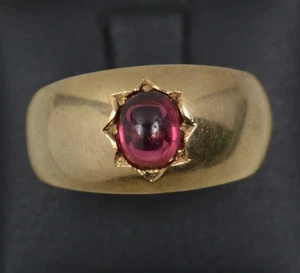 Viktorianischer Solitär-Zigeunerring 15 kt Rotgold und Granat Cabochon - Bild 1 von 14