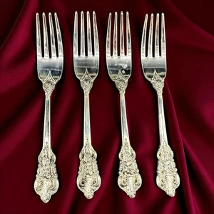 4 Barock verzierte Blumen Salatgabeln Porzellan Besteck Silberbesteck Vintage wie besehen - Bild 1 von 11