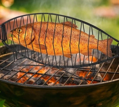 Fish Grilling Basket for - Stainless Steel Non-Stick Rack 23” X 4.1” New - Image 1 of 4