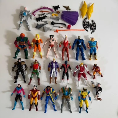 Vtg Marvel Action Figure Lot X Men Wolverine Gambit Cable Punisher Accessories - Image 1 of 4
