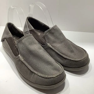 Crocs Santa Cruz 2 Luxe Slip On Brown Canvas Loafer 202056 Comfort Mens Size 8M - Picture 1 of 9