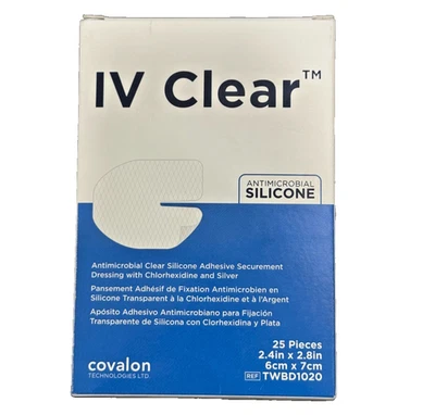 Covalon Clear Antimicrobial IV Notch Dressing 2.4 x 2.8 Inch 25/BX, TWBD1020 - Image 1 of 2