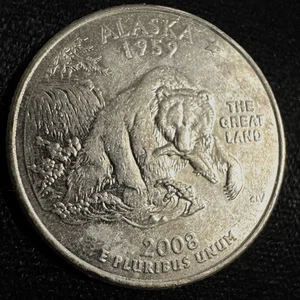 2008-D   Alaska Quarter, BU, GOLD TONING - See VIDEO!!           25-0021 - Picture 1 of 13