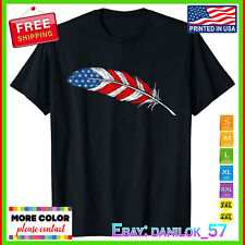 Native American Feather Flag - Indian Pride Veteran July 4th Black T-Shirt S-5XL