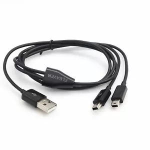 FLEAVER 1m 3ft 2 in 1 Dual Mini USB Splitter Cable Power 2 Mini USB Devices - Picture 1 of 4