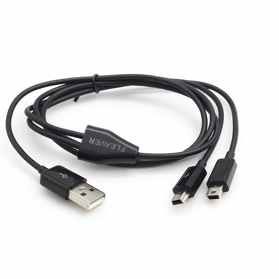 FLEAVER 1m 3ft 2 in 1 Dual Mini USB Splitter Cable Power 2 Mini USB Devices - Image 1 of 4