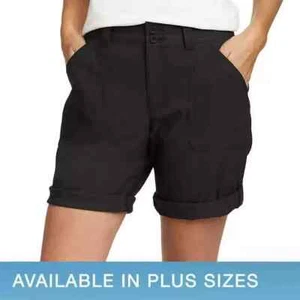 Eddie Bauer Ladies' Bermuda Shorts UPF 50+ Roll Hem Stretch Casual 4-16 Black - Picture 1 of 5