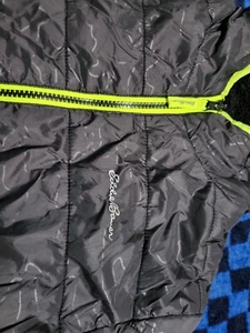 Eddie Bauer Boys Reversible Puffer Jacket Size M (10/12) Black/Neon Green Trim - Picture 1 of 5