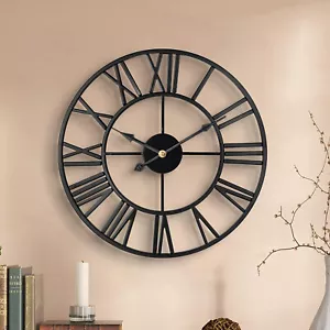 78cm Large Roman Numerals Clock Skeleton Wall Round Garden Big Giant Open Face - Picture 1 of 8