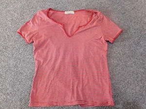 Urban Outfitters Womens Blouse Large red striped pullover stretch top classic - Picture 1 of 11