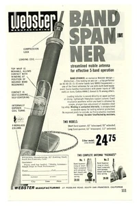 Mag de radioaficionados QST TENSOR DE BANDA DE FABRICACIÓN WEBSTER Anuncio Antena (8/61) - Imagen 1 de 1