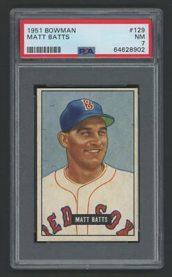 1951 Bowman 129 Matt Batts Boston Red Sox PSA 7 Vintage Baseball Card - Image 1 of 3