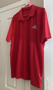 Adidas Men's Climalite Solid Club Rib Polo, Collegiate Red, Small - Picture 1 of 1