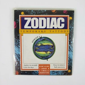 VTG 1994 Zodiac PISCES Temporary Tattoos 1 Large 2 Small Highgate Products NEW - Picture 1 of 5