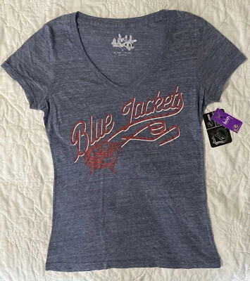 Women's NHL Columbus Blue Jackets Hockey V-Neck Shirt, Medium - Image 1 of 3